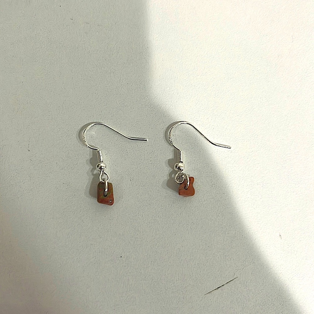 SILVER AND RED ROCK EARINGS